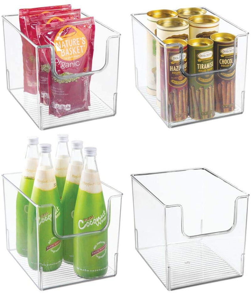 mDesign Modern Stackable Plastic Open Front Dip Storage Organizer Bin Basket for Kitchen Organization - Shelf, Cubby, Cabinet, and Pantry Organizing Decor - Ligne Collection - 4 Pack - Clear Home & Garden > Decor > Seasonal & Holiday Decorations mDesign 10 x 8 x 7.75  