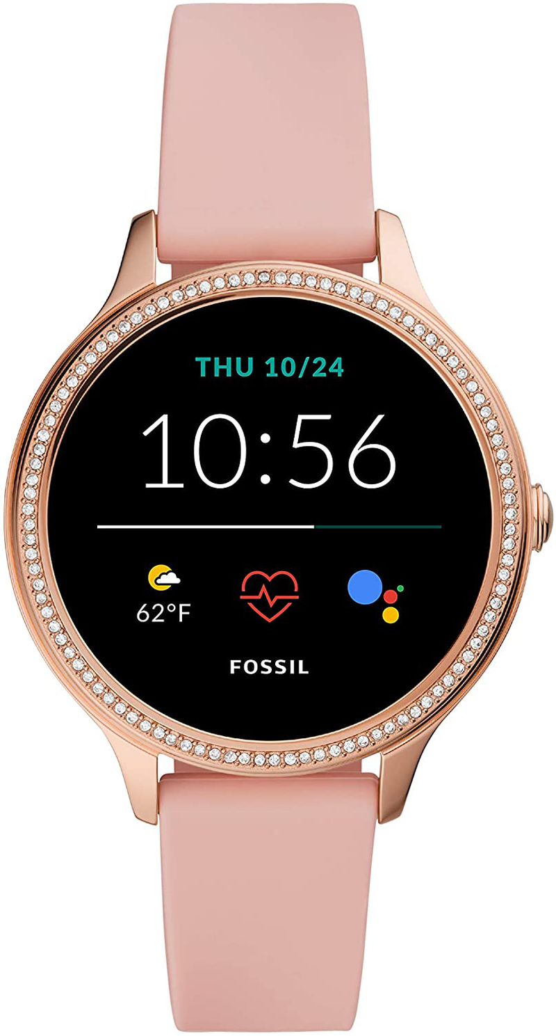 Fossil Women's Gen 5E 42mm Stainless Steel Touchscreen Smartwatch with Speaker, Heart Rate, Contactless Payments and Smartphone Notifications Apparel & Accessories > Jewelry > Watches Fossil Pink  