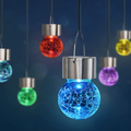 GIGALUMI 8 Pack Hanging Solar Lights, Christmas Decoration Lights with Multi-Color Changing Cracked Glass Hanging Ball Lights Waterproof Outdoor Solar Lanterns for Garden, Yard, Patio, Lawn