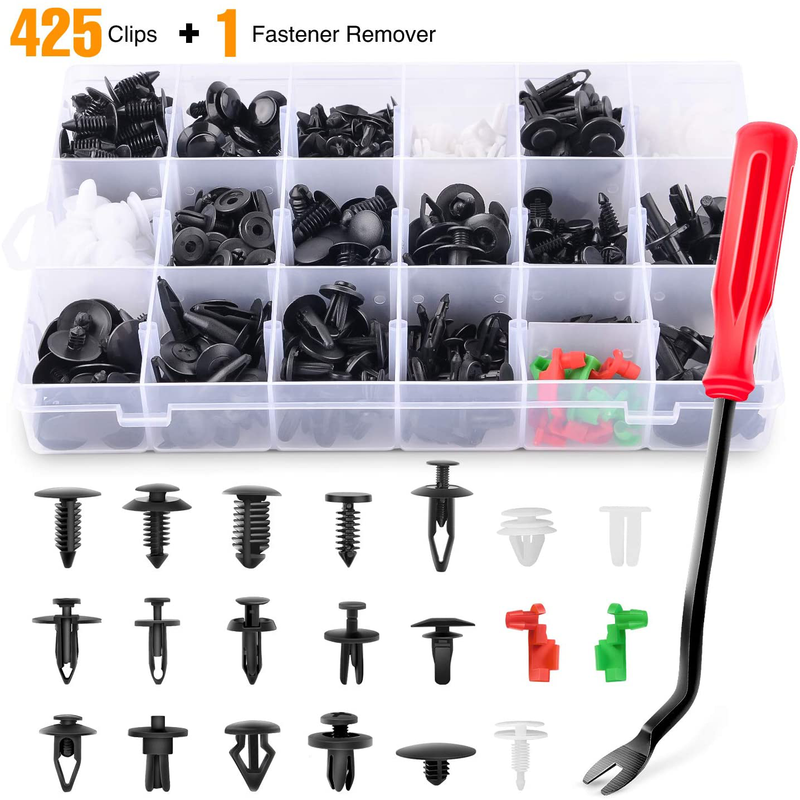 GOOACC 425 Pcs Car Body Retainer Clips Set Tailgate Handle Rod Clip & Fastener Remover - 19 Most Popular Sizes Auto Push Pin Rivets Set -Door Trim Panel Clips for GM Ford Toyota Honda Chrysler Vehicles & Parts > Vehicle Parts & Accessories > Vehicle Maintenance, Care & Decor GOOACC 425PCS Retainer Clips + Fastener Remover  