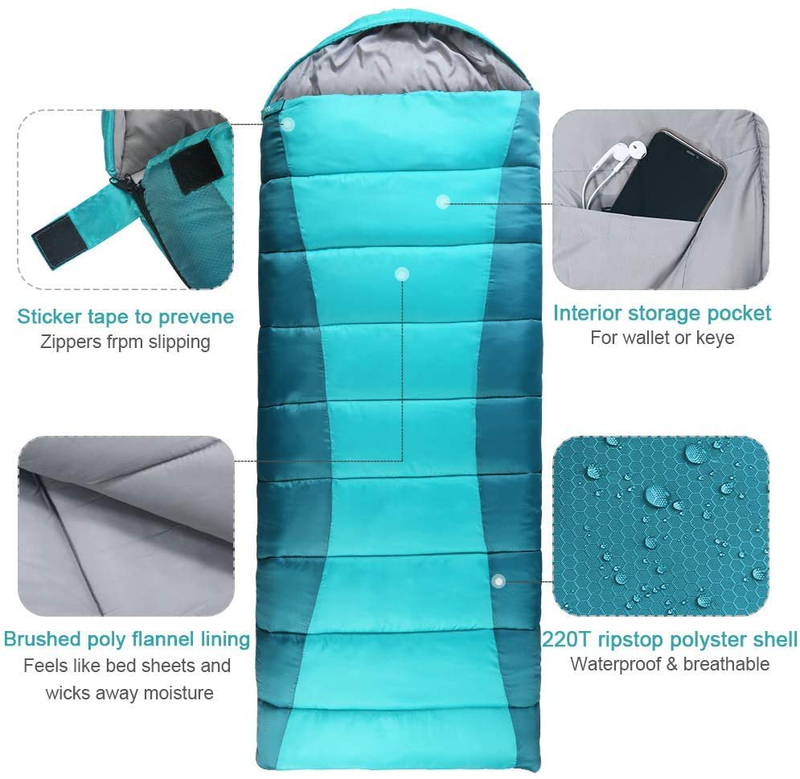 Forceatt Sleeping Bag, Flannel Sleeping Bags for Adults Cold Weather(32℉-77℉/ 0-25°C), Lightweight 3-4 Seasons Camping Sleeping Bags with Carry Bag Great for Backpacking, Hiking, Indoor, Outdoor Use. Sporting Goods > Outdoor Recreation > Camping & Hiking > Sleeping BagsSporting Goods > Outdoor Recreation > Camping & Hiking > Sleeping Bags Forceatt   