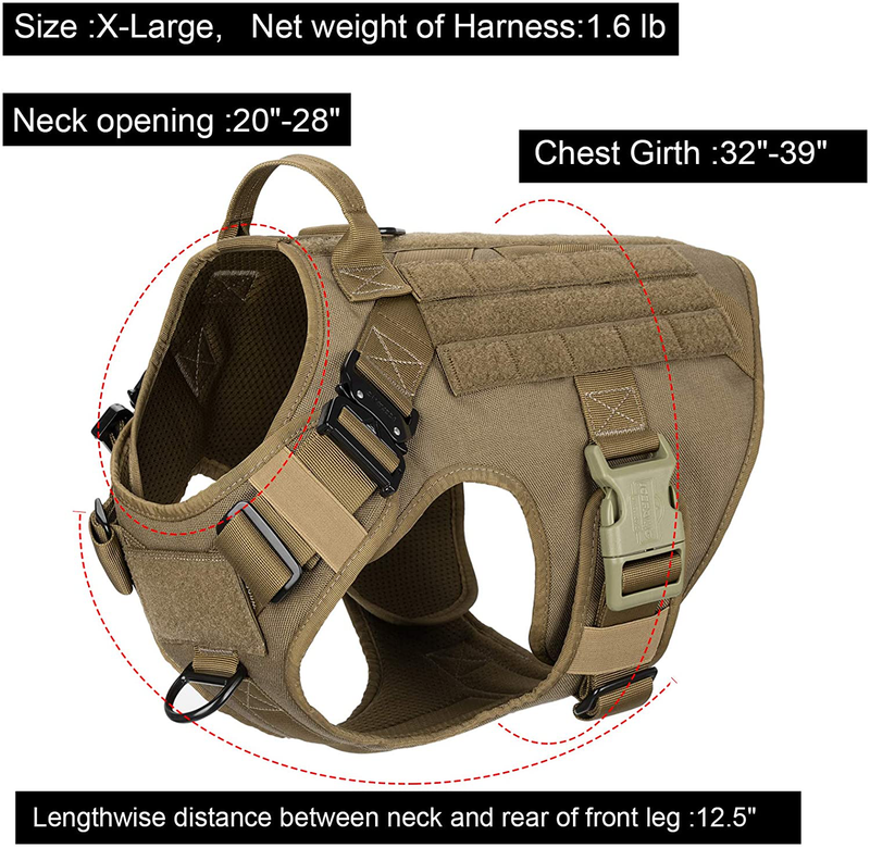 ICEFANG Tactical Dog Harness with 2X Metal Buckle,Working Dog MOLLE Vest with Handle,No Pulling Front Leash Clip,Hook and Loop for Dog Patch Animals & Pet Supplies > Pet Supplies > Dog Supplies ICEFANG   