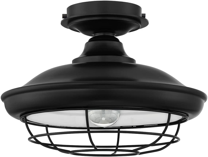 Designers Impressions Charleston Matte Black Semi-Flush Mount Ceiling Light Fixture: 10002 Home & Garden > Lighting > Lighting Fixtures > Ceiling Light Fixtures KOL DEALS   