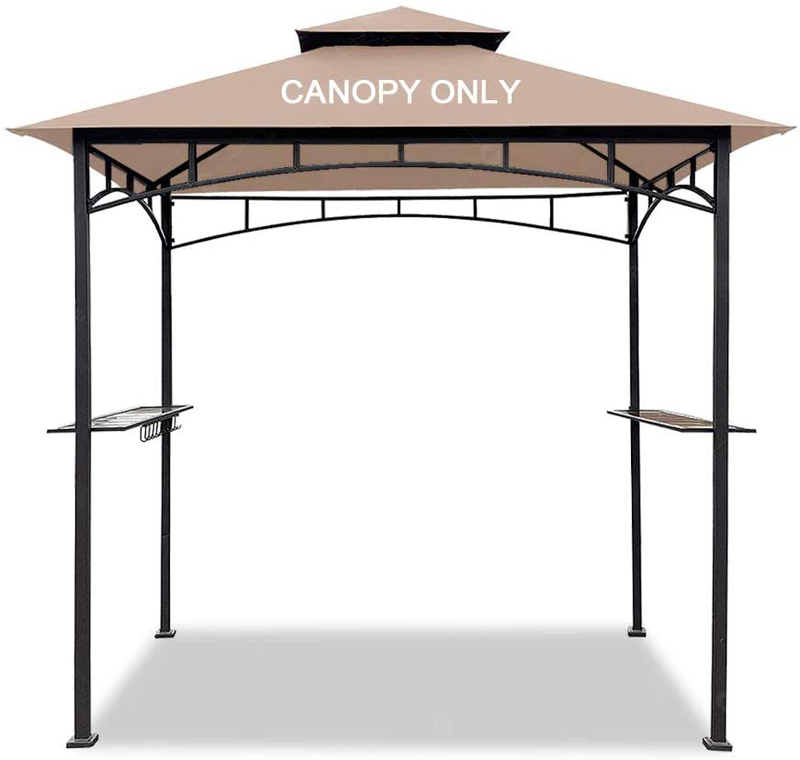 Easylee Grill Gazebo Shelter Replacement Canopy 5'x8' Double Tiered BBQ Cover Roof ONLY FIT for Gazebo Model L-GG001PST-F (Grey)
