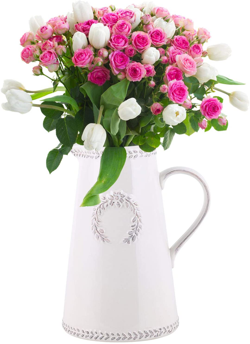Elegant White Ceramic Vase Home Decor Table Centerpieces Vase with Handle Home & Garden > Decor > Vases KIMSER   