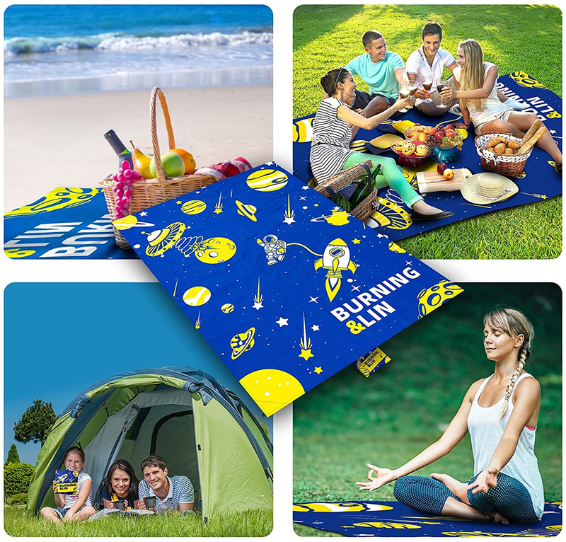 Sandproof Beach Blanket - Space Design - Beach Mat Sand Free 82" x 59" with 4 Stakes and Zippered Pockets - Sand Free Beach Blankets for Camping, Picnic, Hiking and Festivals Home & Garden > Lawn & Garden > Outdoor Living > Outdoor Blankets > Picnic Blankets DYNAMIC   