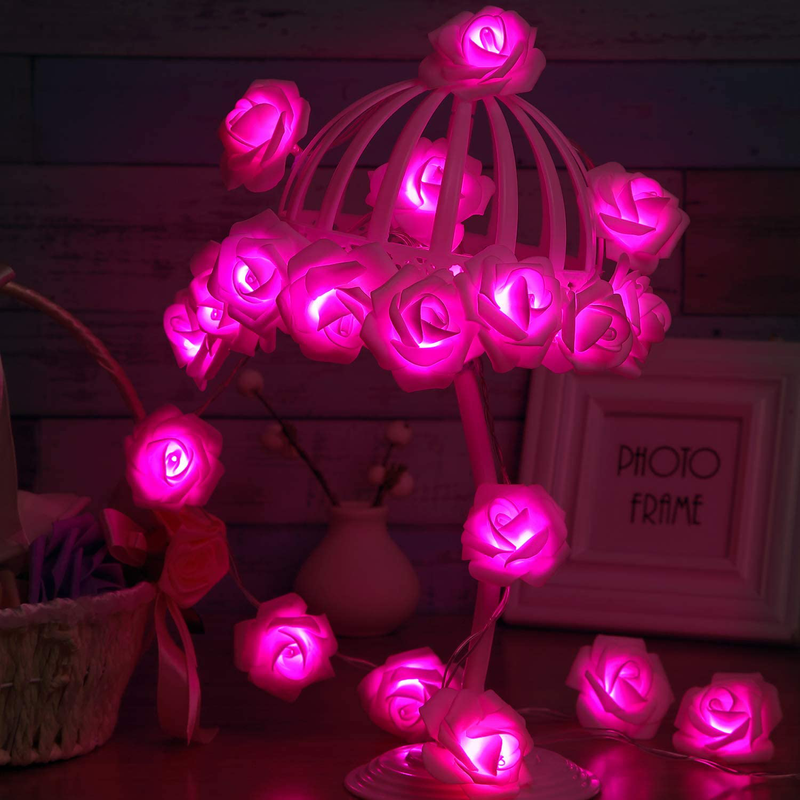 LED Rose Flower String Lights, 6.6 Ft 20 Leds Rose Lamp Fairy String Lights Battery Operated Indoor Outdoor, DIY Lights Decorations for Mother'S Day Valentine'S Wedding Garden Party (Warm Pink) Home & Garden > Decor > Seasonal & Holiday Decorations Mudder   
