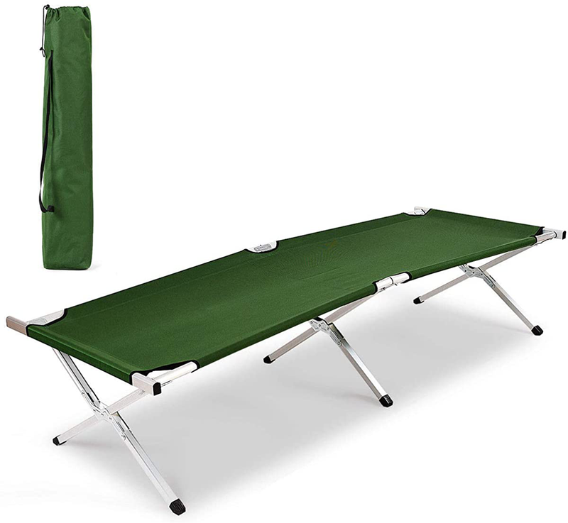 Goplus Foldable Camping Bed Outdoor Portable Military Cot for Travel, Base Camp, Hiking, Mountaineering Sporting Goods > Outdoor Recreation > Camping & Hiking > Camp Furniture Goplus Green 83''  