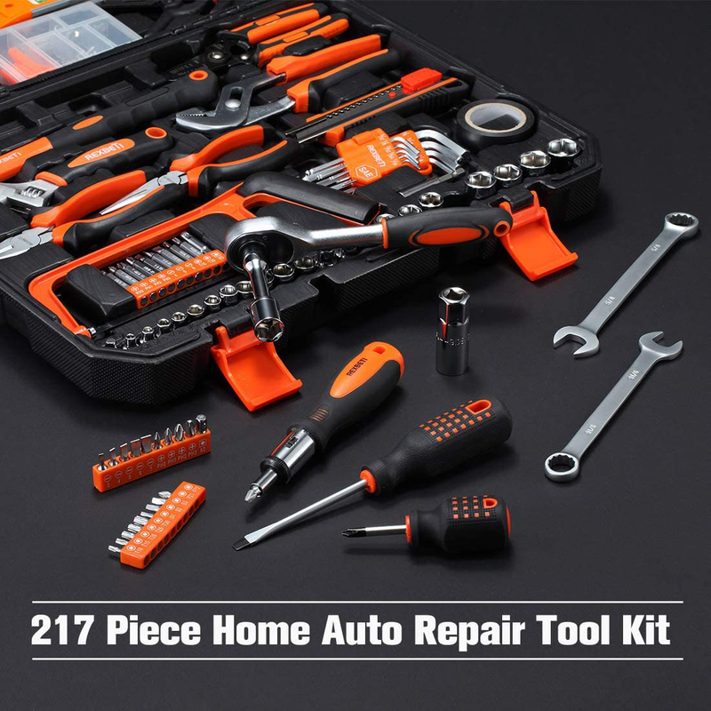 REXBETI 217-Piece Tool Kit, General Household Hand Tool Set with Solid Carrying Tool Box, Auto Repair Tool Sets Hardware > Tools > Tool Sets REXBETI   