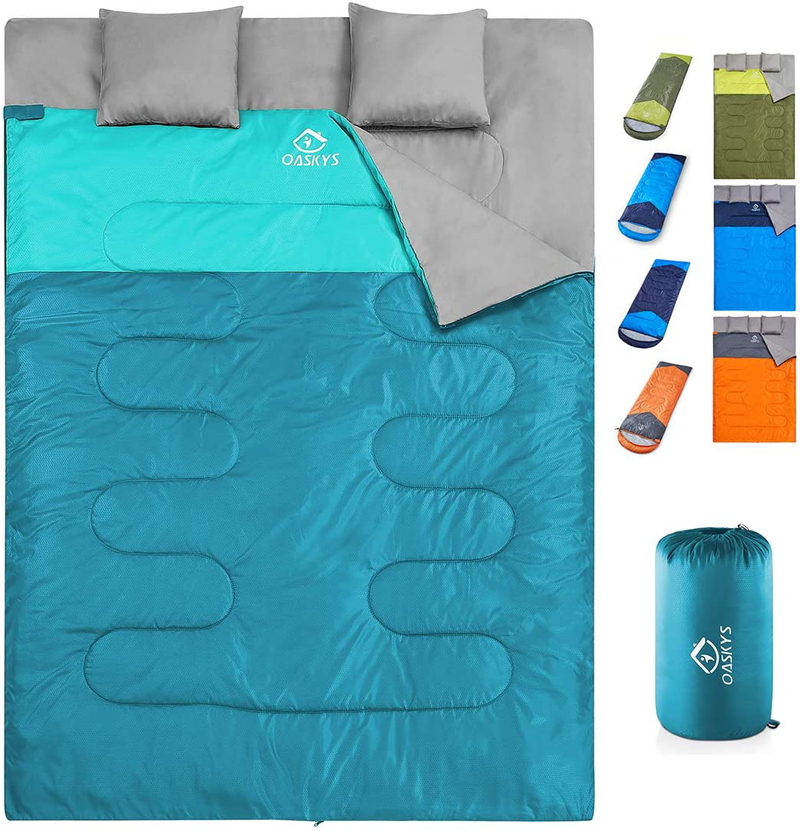 Oaskys Camping Sleeping Bag - 3 Season Warm & Cool Weather - Summer, Spring, Fall, Lightweight, Waterproof for Adults & Kids - Camping Gear Equipment, Traveling, and Outdoors Sporting Goods > Outdoor Recreation > Camping & Hiking > Sleeping Bags oaskys Turquoise 59in x 86.6" 