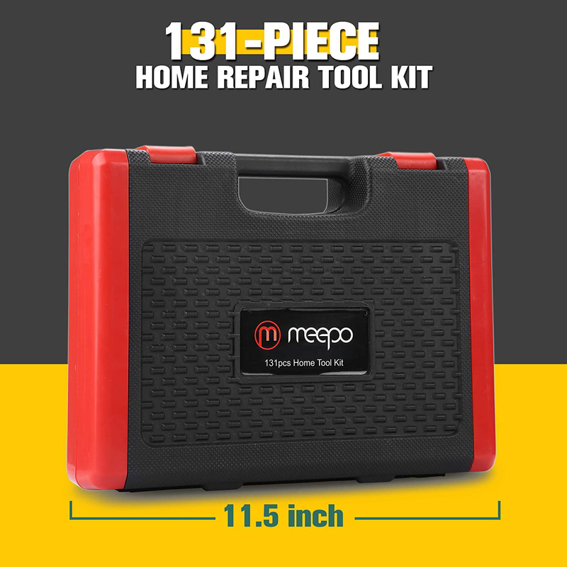 M MEEPO Tool Set, 131-Piece Basic Tool Kit for Men Women Home and Household Repair, Complete Home Tool Kit for DIY, College Students, with Solid Toolbox Hardware > Tools > Tool Sets M MEEPO   