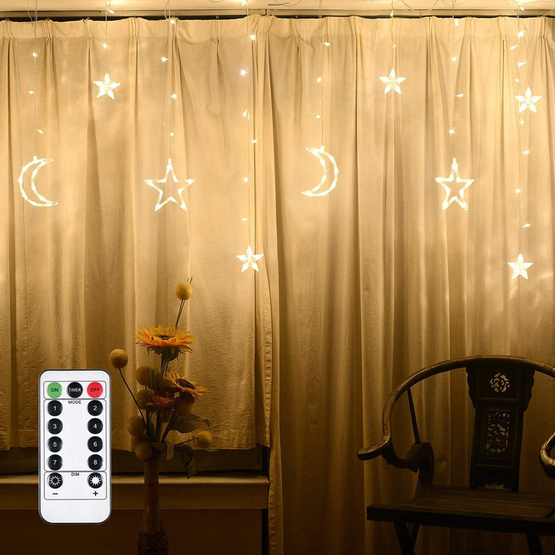 Curtain Light 138 LED Starry Sky Remote Control Curtain Light, Suitable for Valentine'S Day, Christmas, Wedding, Bedroom Party, Birthday Decoration MONETE Home & Garden > Decor > Seasonal & Holiday Decorations Monete   