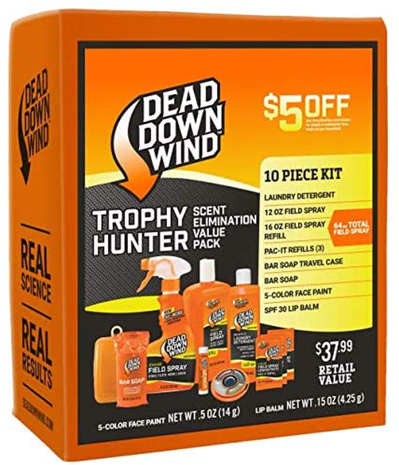 Dead Down Wind Trophy Hunter Kit | 10 Piece | Laundry Detergent, Bar Soap, Field Spray for Odor, Lip Balm | Hunting Accessories and Gear Value Pack  Dead Down Wind Default Title  