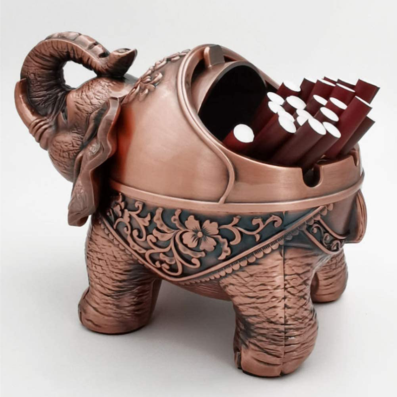 Elephant Ashtray with Lid Windproof Ashtrays for Cigarettes Outdoor Ashtray for Weed Cool Ashtrays Fancy Ash Tray Sets for Weed for Patio, Home, Office Decor