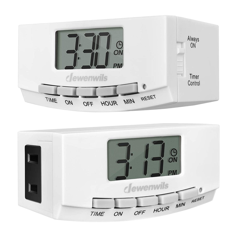 DEWENWILS Digital Outlet Timer Indoor, Plug in Electric Programmable Light Timer Switch with 1 Polarized Plug for Electrical Outlets, Grow Light,1/2 HP, UL Listed, 2 Pack Home & Garden > Lighting Accessories > Lighting Timers DEWENWILS Default Title  