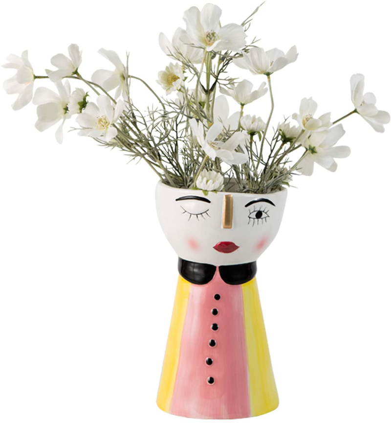 Tenforie Ceramic Flower Vase Elegant Decorative Hand Painting Modern Floral Vase for Home Decor, Wedding, Housewarming Gifts, Bottom Waterproof - 9 1/2 inch Home & Garden > Decor > Vases Tenforie   