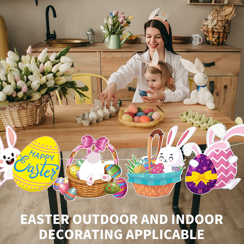 Durony 10 Pieces Outdoor Easter Yard Decorations Happy Easter Yard Signs with Stakes Waterproof Easter Rabbit Eggs Chick Yard Signs Colorful Lawn Decorations for Easter Party Supplies Home & Garden > Decor > Seasonal & Holiday Decorations durony   