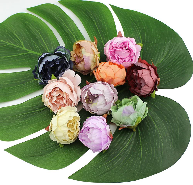 Fake Flower Heads in Bulk Wholesale for Crafts Silk Peony Flower Head Silk Artificial Flowers for Wedding Decoration DIY Decorative Wreath Party Festival Home Decor 15 Pieces 5cm (Champagne)