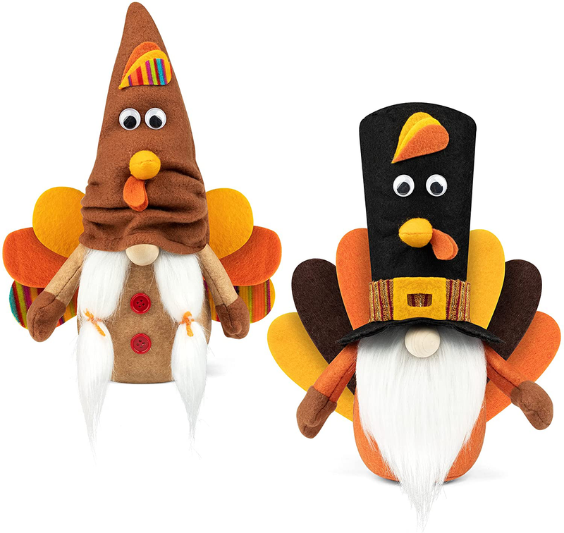 D-FantiX Turkey Fall Gnomes Plush Decor, 2Pack Squeaky Handmade Tomte Swedish Gnome Doll Scandinavian Figurine Thanksgiving Gnomes Plush Ornaments Thanksgiving Holiday Home Table Decorations Gifts Home & Garden > Decor > Seasonal & Holiday Decorations& Garden > Decor > Seasonal & Holiday Decorations D-FantiX   