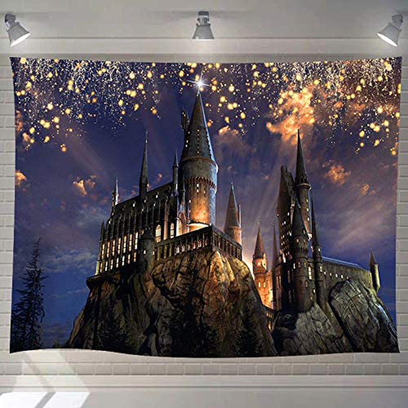 DBLLF Fantasy Castle Tapestry Gothic Style Ancient Castle Lights Forest Magic Night Scenic Wall Hanging,Velvet Decor for Living Room Bedroom Dorm DBZY1421 Home & Garden > Decor > Artwork > Decorative TapestriesHome & Garden > Decor > Artwork > Decorative Tapestries DBLLF 100Wx90L  
