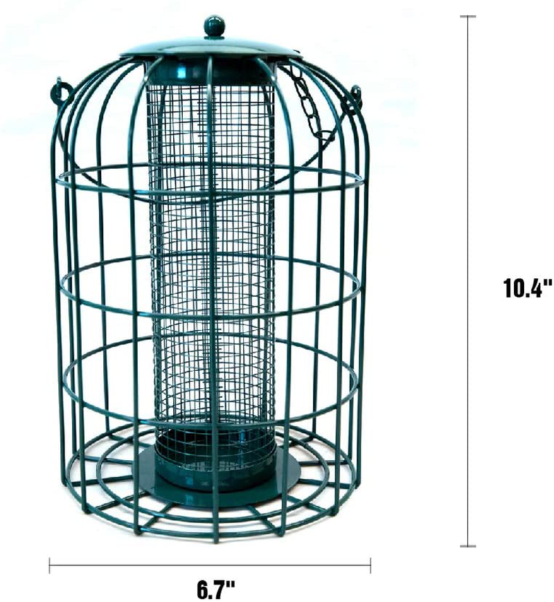 Nature's Rhythm Outdoor Hanging Bird Feeder Caged Mesh Tube Squirrel Proof Wild Bird Feeder with Large Metal Seed Guard Deterrent Animals & Pet Supplies > Pet Supplies > Bird Supplies > Bird Cage Accessories > Bird Cage Food & Water Dishes Nature's Rhythm   