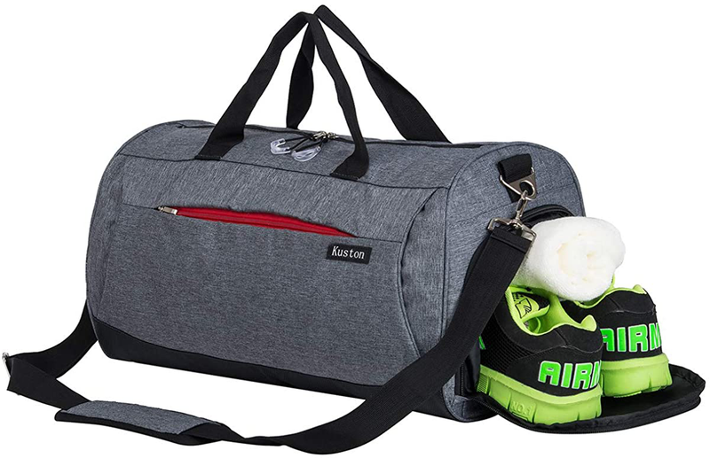 Kuston Sports Small Gym Bag for Men and Women Travel Duffel Bag Workout Bag with Shoes Compartment&Wet Pocket Home & Garden > Household Supplies > Storage & Organization Kuston grey L 