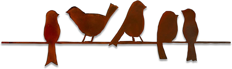 Elizabeth Keith Designs Metal Five Birds On A Wire Wall Decor Rust Color, 24 Inches Long Home & Garden > Decor > Artwork > Sculptures & Statues Elizabeth Keith Designs   