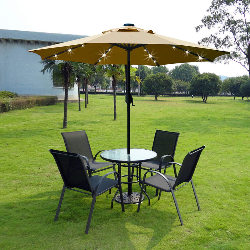 Sunnyglade 9' Solar 24 LED Lighted Patio Umbrella with 8 Ribs/Tilt Adjustment and Crank Lift System (Light Tan) Home & Garden > Lawn & Garden > Outdoor Living > Outdoor Umbrella & Sunshade Accessories Sunnyglade   