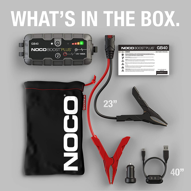 NOCO Boost Plus GB40 1000 Amp 12-Volt UltraSafe Lithium Jump Starter Box, Car Battery Booster Pack, Portable Power Bank Charger, and Jumper Cables For Up To 6-Liter Gasoline and 3-Liter Diesel Engines Vehicles & Parts > Vehicle Parts & Accessories > Vehicle Maintenance, Care & Decor > Vehicle Repair & Specialty Tools > Vehicle Jump Starters NOCO   