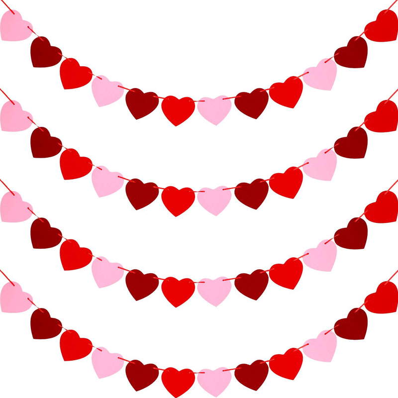 Tatuo 4 Sets Valentine'S Day Heart Banners Felt Heart Garlands Holiday Hanging Decorations for Wedding Party Birthday Supplies (4) Arts & Entertainment > Party & Celebration > Party Supplies Tatuo 6  