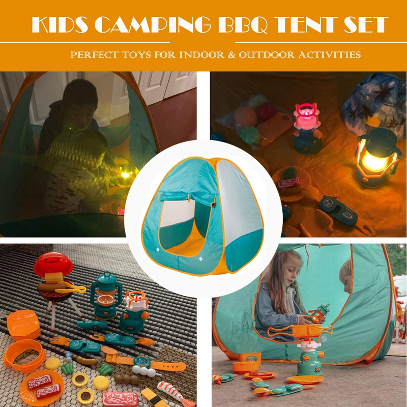 Mitcien Kids Camping Tent Gear Set Pop up Play Tent with Pretend BBQ Toys Camping Tools for Toddlers Boys Girls for Indoor and Outdoor Sporting Goods > Outdoor Recreation > Camping & Hiking > Camping Tools MITCIEN   