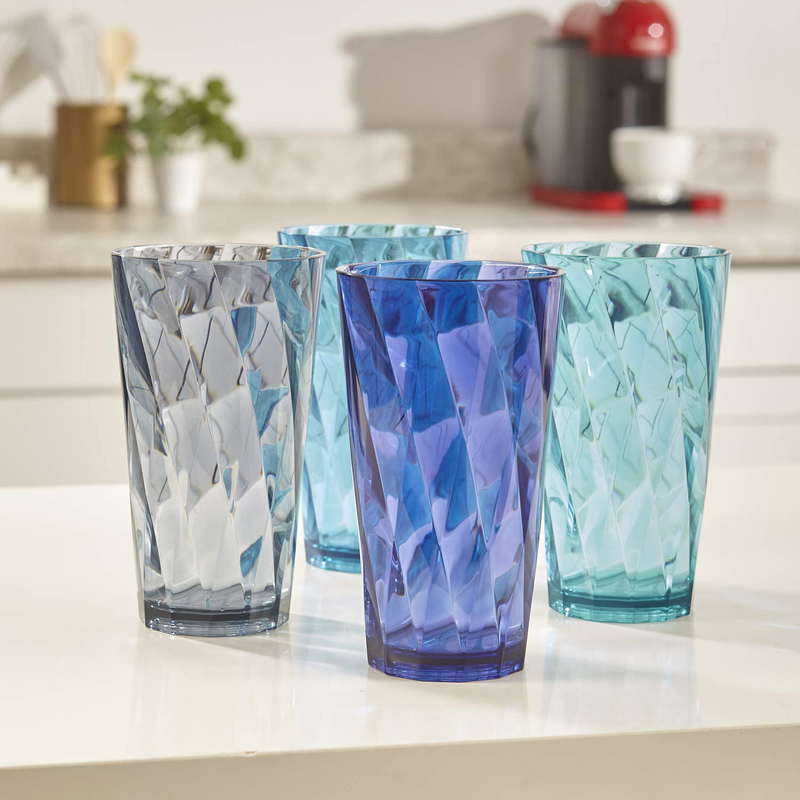 Optix 20-ounce Plastic Tumblers | set of 8 in 4 Coastal Colors Home & Garden > Kitchen & Dining > Tableware > Drinkware US Acrylic   