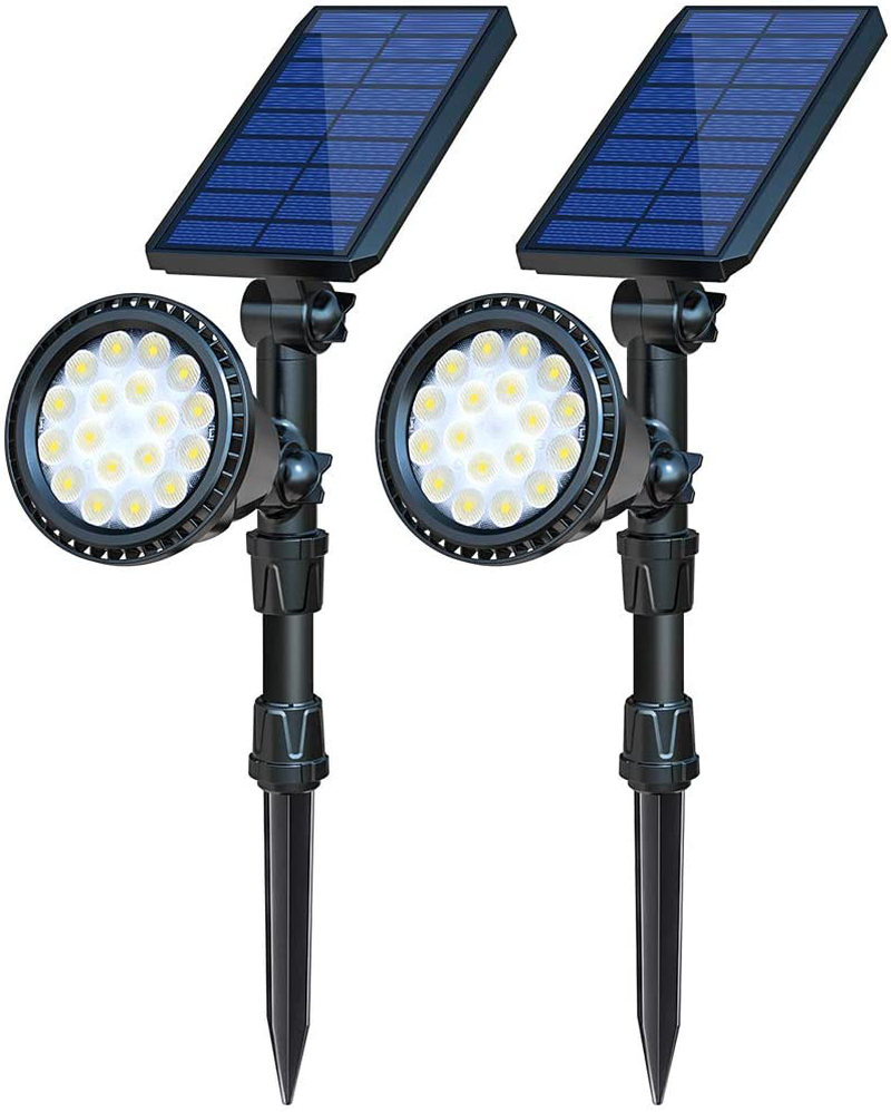 OSORD Solar Lights Outdoor, Upgraded Waterproof 18 LED 2-in-1 Solar Landscape Spotlights Wall Light Auto On/Off Solar Powered Landscaping Lighting for Garden Yard Driveway Porch Walkway (-Warm White) Home & Garden > Lighting > Flood & Spot Lights OSORD Cool White 2 Pack 