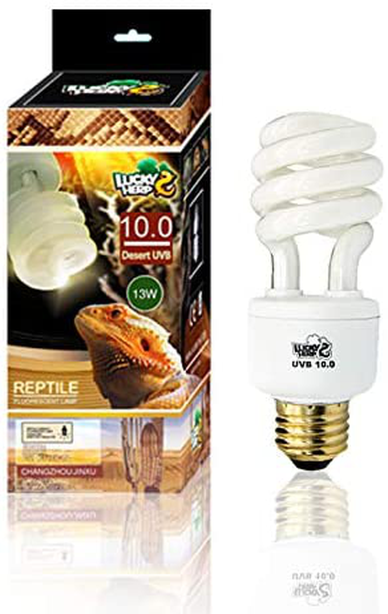 LUCKY HERP Desert UVA UVB Reptile Light Bulb 10.0 Compact Fluorescent Lamp 26W