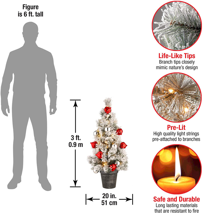 National Tree Company lit Artificial Christmas Tree | Includes Pre-Strung LED Lights and Stand | Snowy Bristle Pine-2 ft Home & Garden > Decor > Seasonal & Holiday Decorations > Christmas Tree Stands National Tree Company   