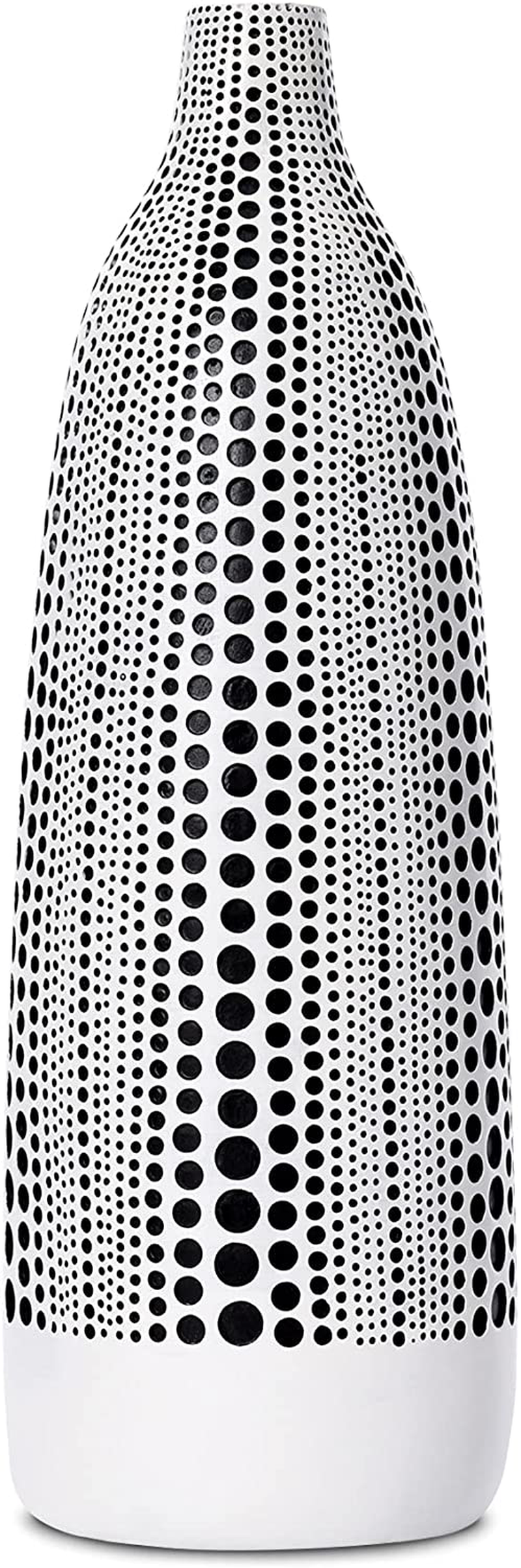 Quoowiit Flower Vase, Decorative Vases Floral Vase for Centerpieces, Vase for Home Decor, Living Room, Office Table or Wedding, Modern Resin Vases with Black and White Dots-White Tall Home & Garden > Decor > Vases Quoowiit White-tall  