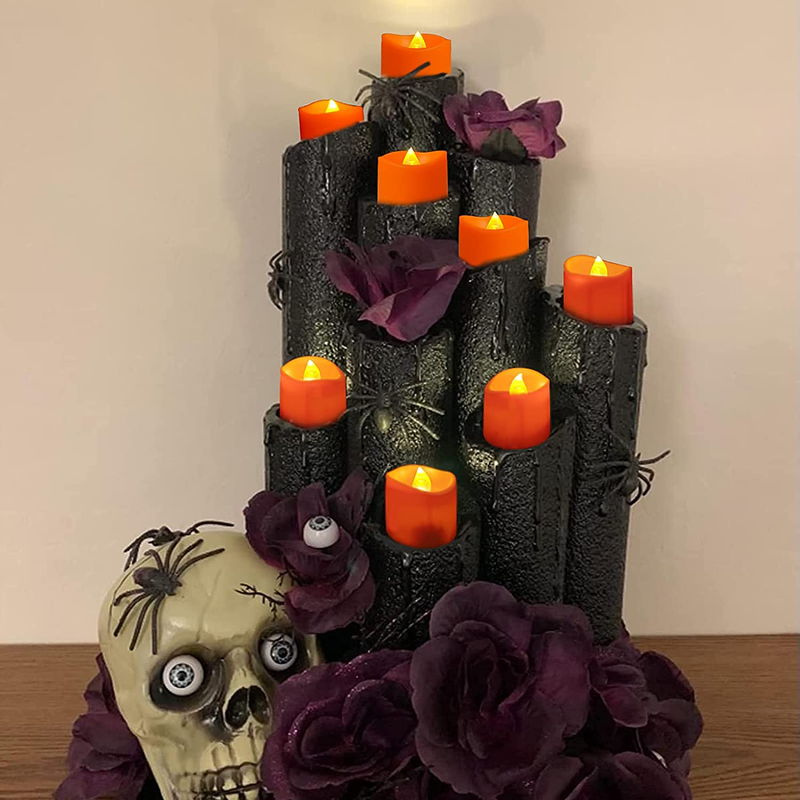 Homemory 24 Pack Orange Flameless LED Votive Candles, Long Lasting Battery Operated Tealights, Electric Fake Tea Candles, for Halloween, Pumpkin Lantern, Party, Festival Decoration Home & Garden > Decor > Home Fragrances > Candles Homemory   