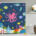 RosieLily Kids Shower Curtain, Ocean Shower Curtains , Under The Sea Shower Curtain with 12 Hooks, Sea Animal for Kids Bathroom Decor, 72 x72 Inch Home & Garden > Decor > Seasonal & Holiday Decorations RosieLily Rustic 72W x 72H 