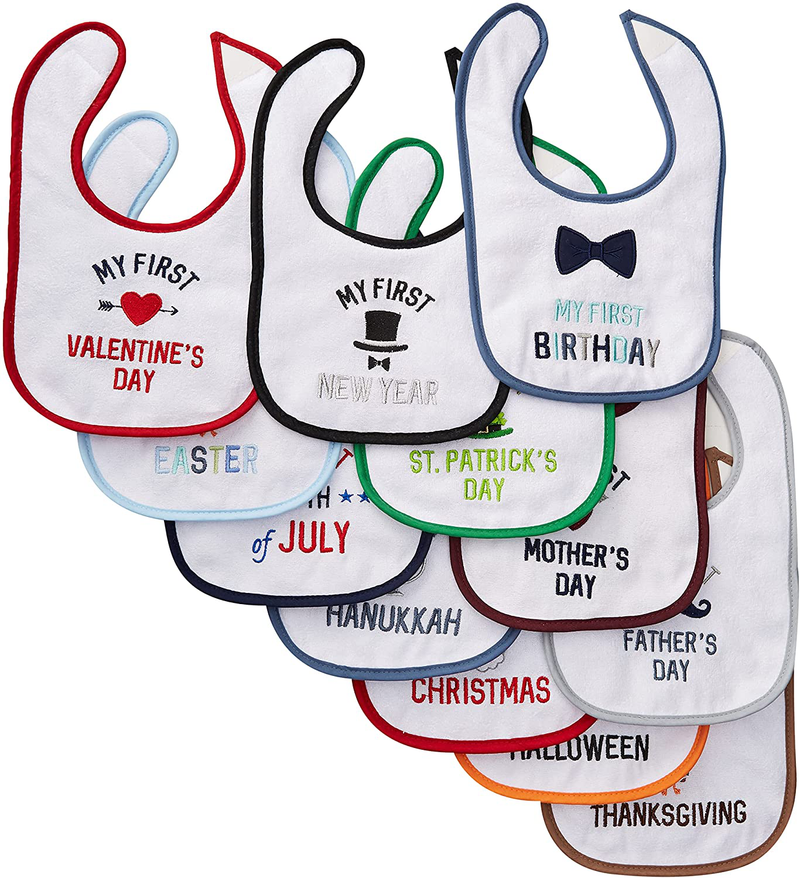 Hudson Baby Unisex Baby Cotton Terry Drooler Bibs with Fiber Filling Home & Garden > Decor > Seasonal & Holiday Decorations Hudson Baby Boy Holiday One Size 
