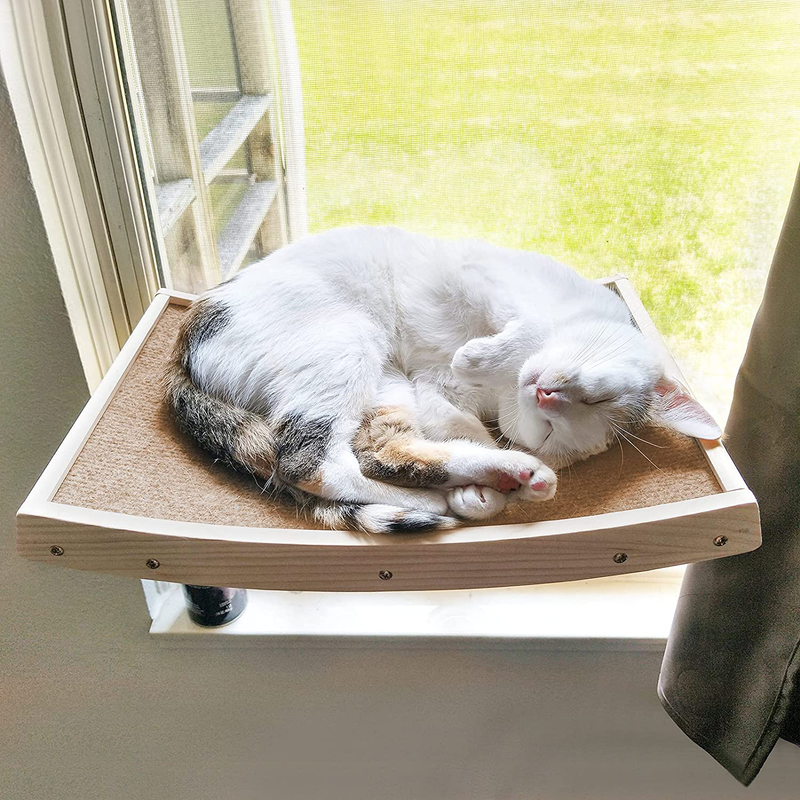 JOYO Cat Window Perch, Cat Hammock Window Seat with Strong Suction Cups, Window Mounted Cat Bed for Indoor Cats, Weighted up to 40Lb, Safety, Space Saving, Easy to Assemble Animals & Pet Supplies > Pet Supplies > Cat Supplies > Cat Beds JOYO Brown  