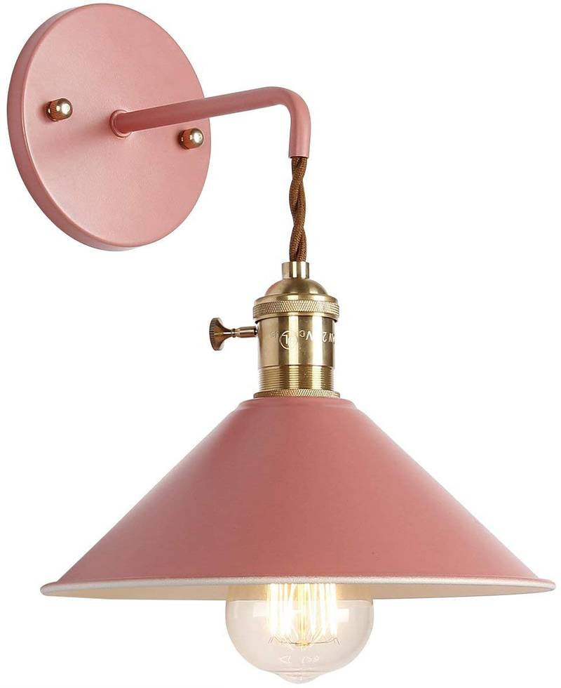 iYoee Wall Sconce Lamps Lighting Fixture with on Off Switch,Khaki Macaron Wall lamp E26 Edison Copper lamp Holder with Frosted Paint Body Bedside lamp Bathroom Vanity Lights Home & Garden > Lighting > Lighting Fixtures > Wall Light Fixtures iYoee Red  