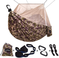 Sunyear Single & Double Camping Hammock with Net, Portable Outdoor Tree Hammock 2 Person Hammock for Camping Backpacking Survival Travel, 10ft Hammock Tree Straps and 2 Carabiners, Easy to Setup Home & Garden > Lawn & Garden > Outdoor Living > Hammocks Sunyear Camo 78"W*118"L 