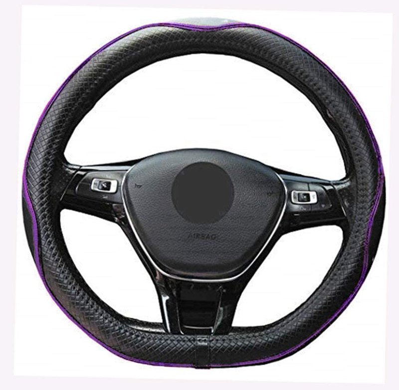 Mayco Bell Microfiber Leather Car Medium Steering wheel Cover (14.5''-15'',Black Dark Blue) Vehicles & Parts > Vehicle Parts & Accessories > Vehicle Maintenance, Care & Decor > Vehicle Decor > Vehicle Steering Wheel Covers Mayco Bell Black Purple D Shape 