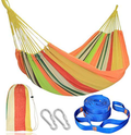 PIRNY Large Double Cotton Hammock,Hanging Swing Bed,Up to 500 Lbs,incude 20 ft of Tree Swing Straps and 2 Carabiner,for Indoor Outdoor Garden Patio Park Porch(Double Rainbow Stripes) Home & Garden > Lawn & Garden > Outdoor Living > Hammocks PIRNY Double Candy Stripes Full 