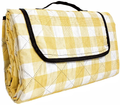 Extra Large Picnic Outdoor Blanket, 59" X 79" Waterproof Foldable Blankets Gingham Picnic Mat for Beach, Camping Outdoor Picnic Blanket,Suitable for Camping,Travel Vacation Beach & Park Home & Garden > Lawn & Garden > Outdoor Living > Outdoor Blankets > Picnic Blankets Shixi Yellow-and-white  
