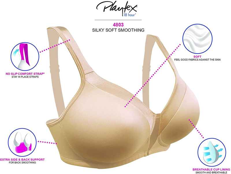 Playtex Women's 18 Hour Silky Soft Smoothing Wireless Bra Us4803 Apparel & Accessories > Clothing > Underwear & Socks > Bras Playtex   