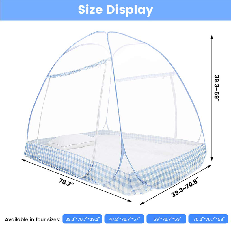 Tinyuet Mosquito Net, 59X78.7In Bed Canopy, Portable Travel Mosquito Net, Foldable Double Door Mosquito Net for Bed, Easy Dome Mosquito Nets- Blue Rim Sporting Goods > Outdoor Recreation > Camping & Hiking > Mosquito Nets & Insect Screens Tinyuet   