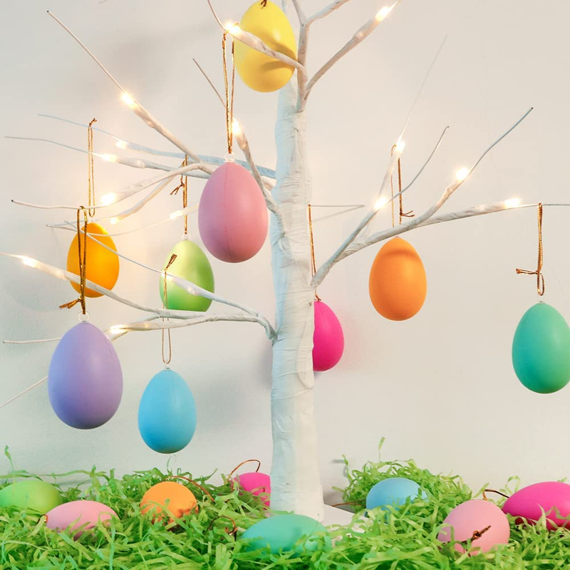 Ivenf Easter Tree Decorations, 24 Pcs Easter Egg Ornaments, Easter Tree Ornaments Plastic Eggs Decor for Tree, Kids School Home Office Party Supplies Gifts, Spring Decorations for Home