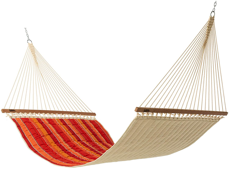 Hatteras Hammocks Large Cabana Stripe Chambray Bella-Dura Quilted Hammock with Free Extension Chains & Tree Hooks, Handcrafted in The USA, for 2 People, 450 LB Weight Capacity, 13 ft. x 55 in. Home & Garden > Lawn & Garden > Outdoor Living > Hammocks Hatteras Hammocks Expand Tamale  