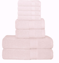 Glamburg Ultra Soft 8 Piece Towel Set - 100% Pure Ring Spun Cotton, Contains 2 Oversized Bath Towels 27x54, 2 Hand Towels 16x28, 4 Wash Cloths 13x13 - Ideal for Everyday use, Hotel & Spa - Light Grey Home & Garden > Linens & Bedding > Towels GLAMBURG Pink  